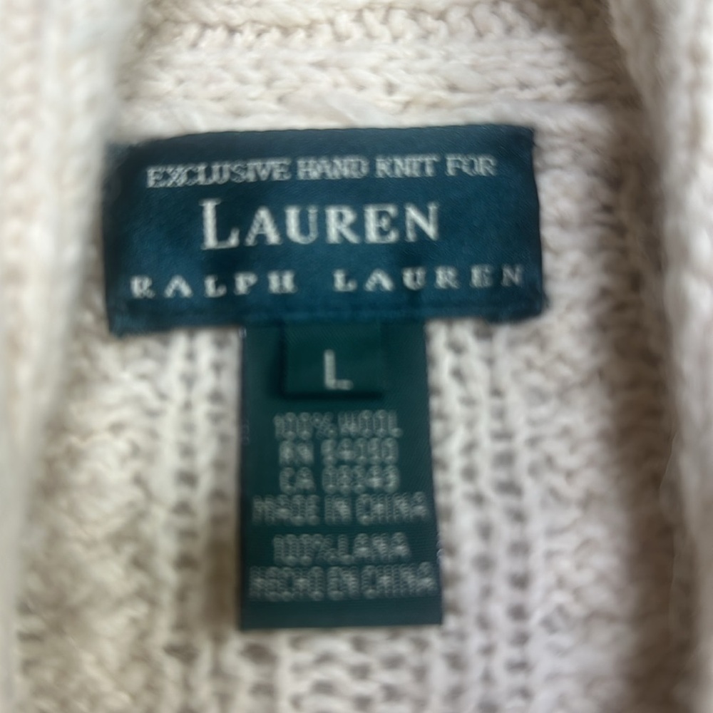 Vintage Ralph Lauren Fisherman Wool Cardigan Chunky Coastal Grandma Preppy - Picture 6 of 7